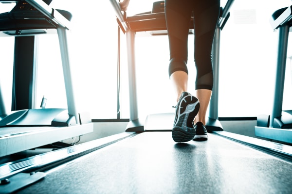 Residents running on the treadmills in the fitness center at The Fleetwood in Tempe, Arizona