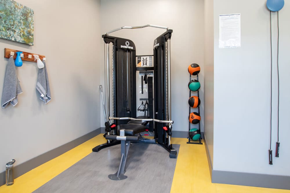 Fitness room with equipments at Ravello 192 in Elkhorn, Nebraska