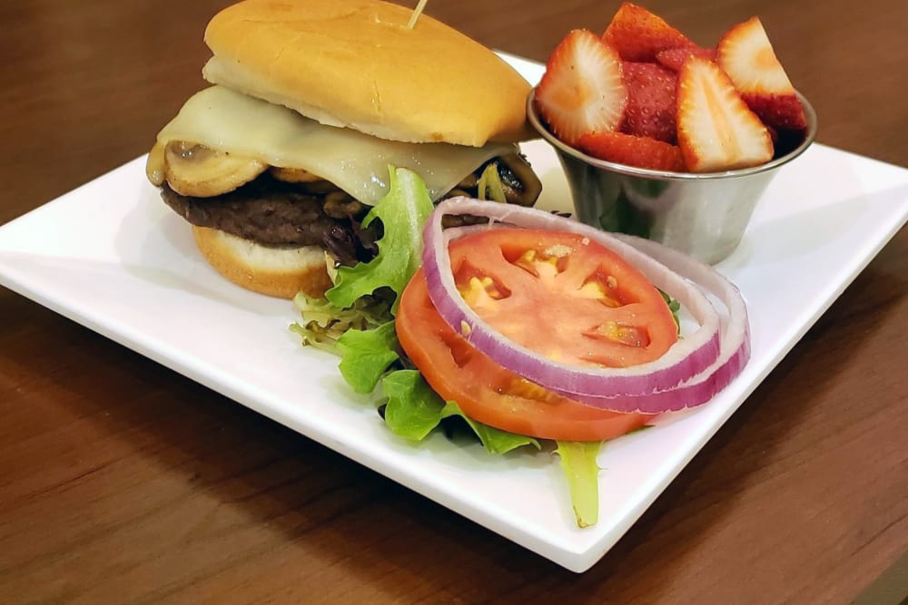 Mushroom Swiss Burger at The Pointe at Summit Hills in Bakersfield, California