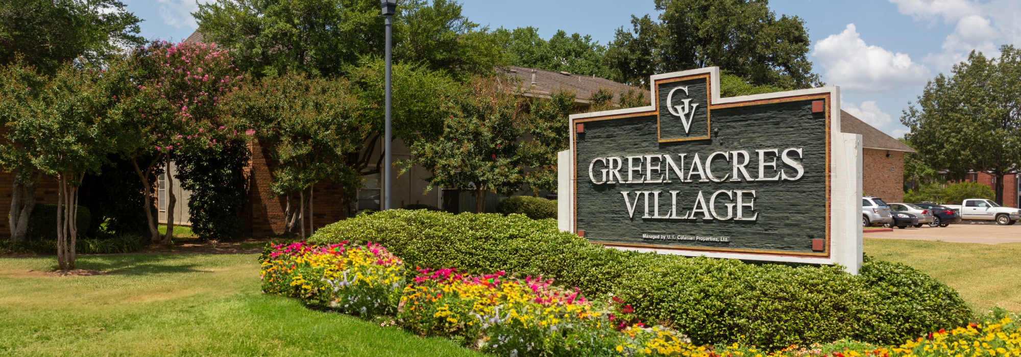 Sign board of the apartment at Greenacres Village in Bossier City, Louisiana