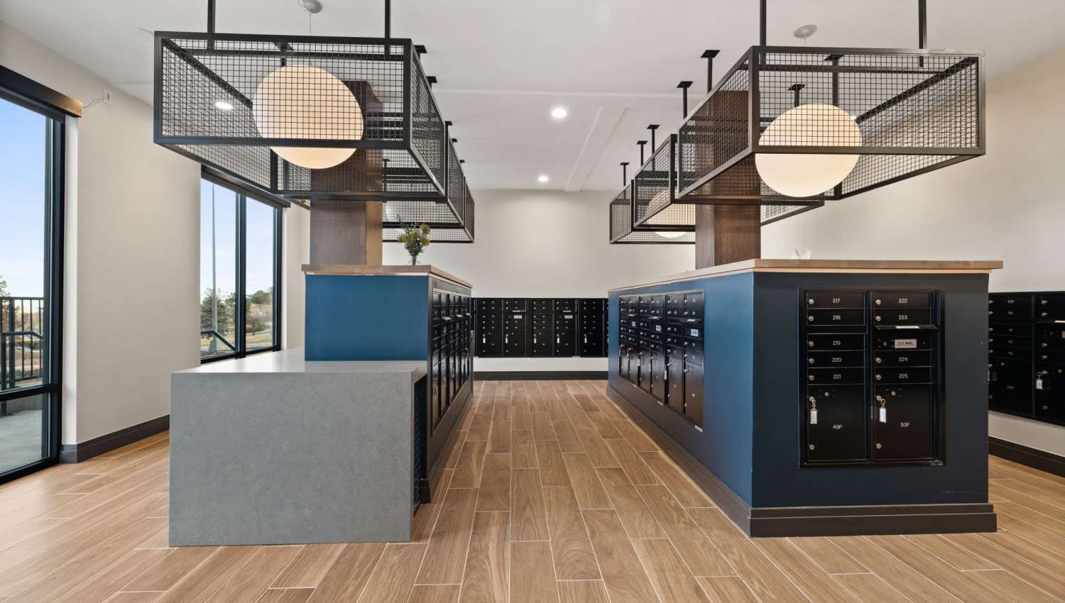 A community parcel room with locker at The Lock at Flatirons in Broomfield, Colorado