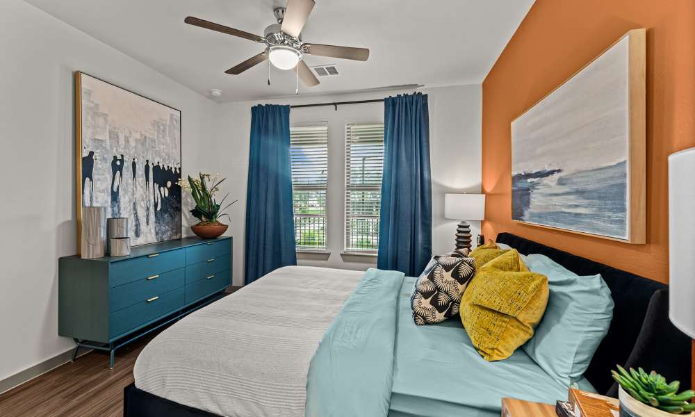 Bedroom with large comfortable bed at Opal Point at Kyle in Kyle,Texas