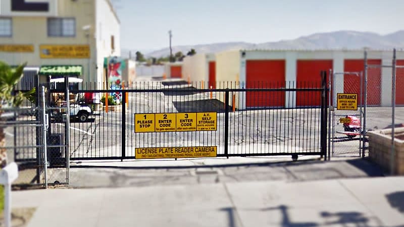 Gated entry at AV Self Storage in Palmdale, CA