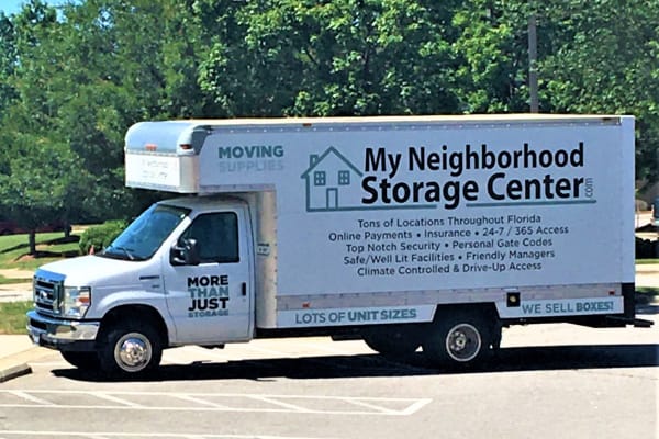One of our moving trucks at My Neighborhood Storage Center in Raleigh, North Carolina