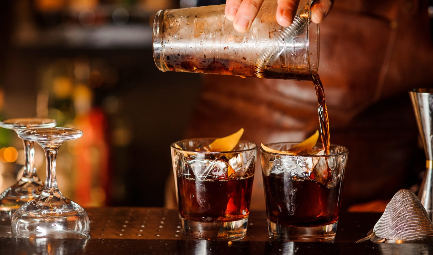 Cocktails being poured at a bar near Vue at Laurel Canyon in Valley Village, California