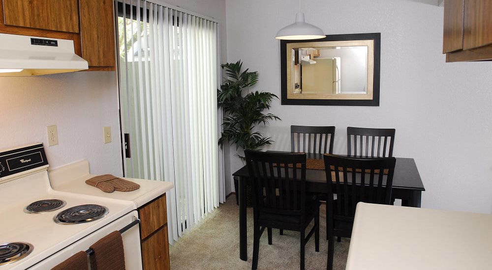 Kitchen and dining area at Pepperwood in Davis, California