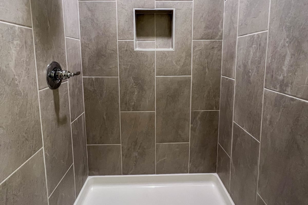 Tiled shower at Parallel 36 at Legacy in Opelika, Alabama