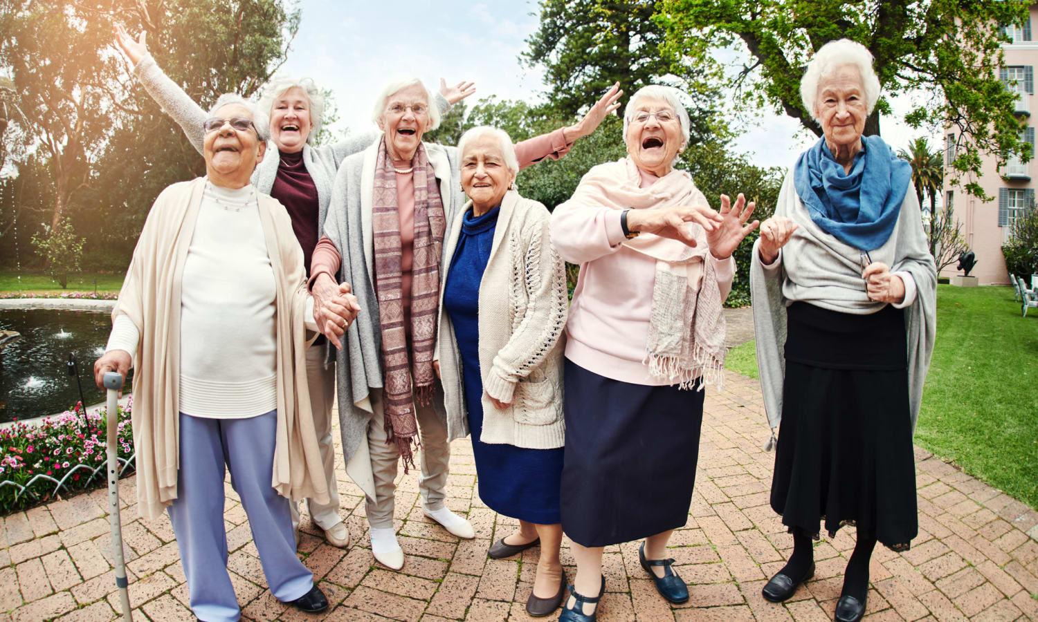 Group of residents out for a walk in a public park near Ashley Pointe in Lake Stevens, Washington
