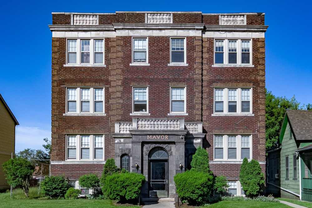 Entrance to gated community at Detroit Living in Detroit, Michigan