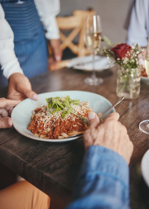 Delicious meal service at The Village of Southampton in Houston, Texas