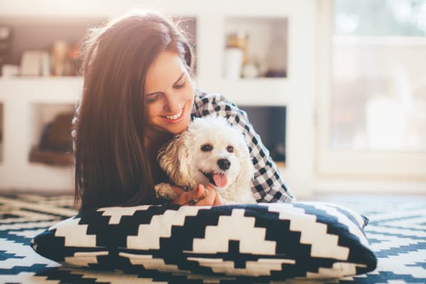 Girl with her dog at Signature Point Apartments