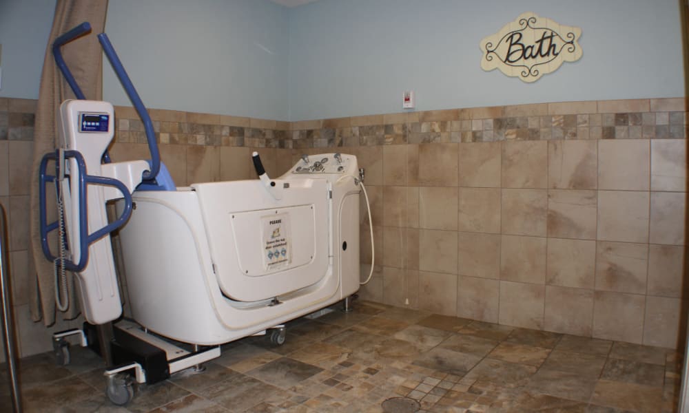 Accessible and spacious bathtub for residents at Holton Manor in Elkhorn, Wisconsin