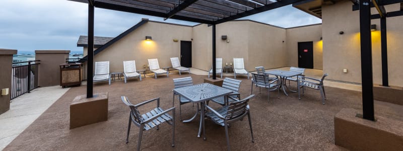 Outdoor patio area at Regents West at 26th in Austin, Texas