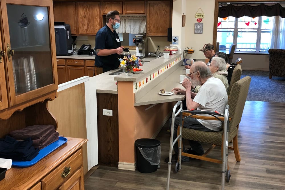Residents enjoy chef-prepared meals at Landings of Sauk Rapids in Sauk Rapids, Minnesota
