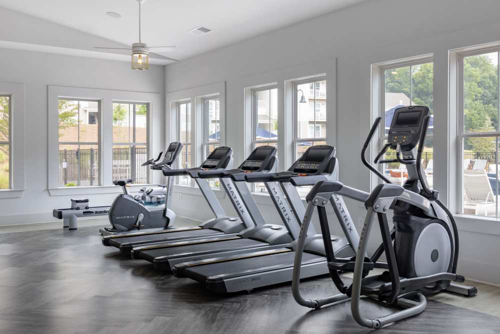 Treadmills in the gym at The Archer In Acworth in Acworth, Georgia