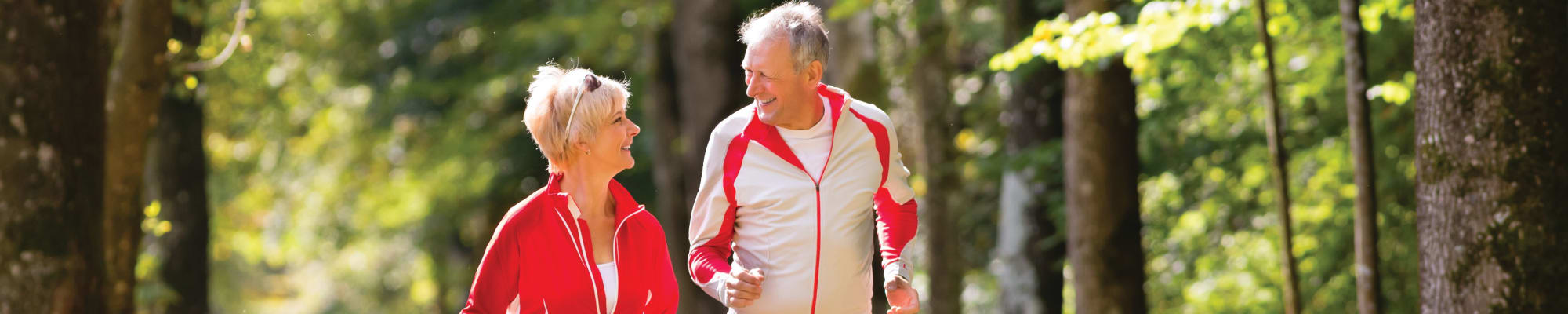 Senior couple running together at The Commons at Union Ranch in Manteca, California