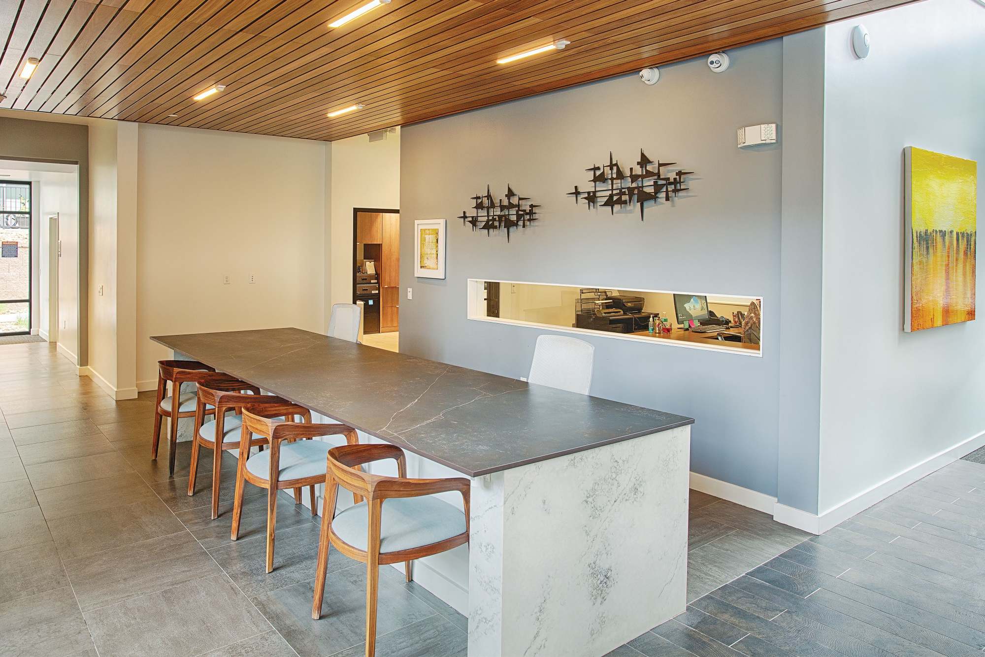 Resident lounge with TV at Elevate in  Englewood, Colorado 
