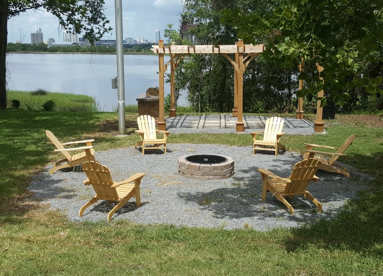 Beautiful outdoor fire pit at Pier 5350 in Jacksonville, Florida