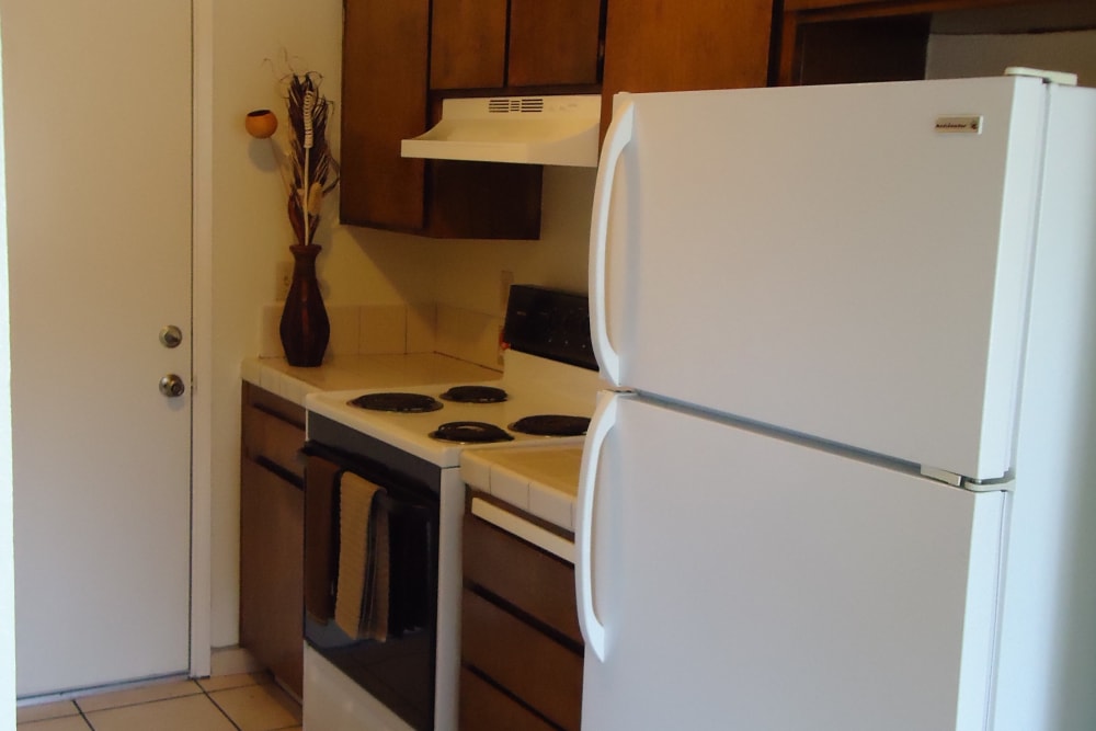 Kitchen at Olympus Court Apartments in Bakersfield, California