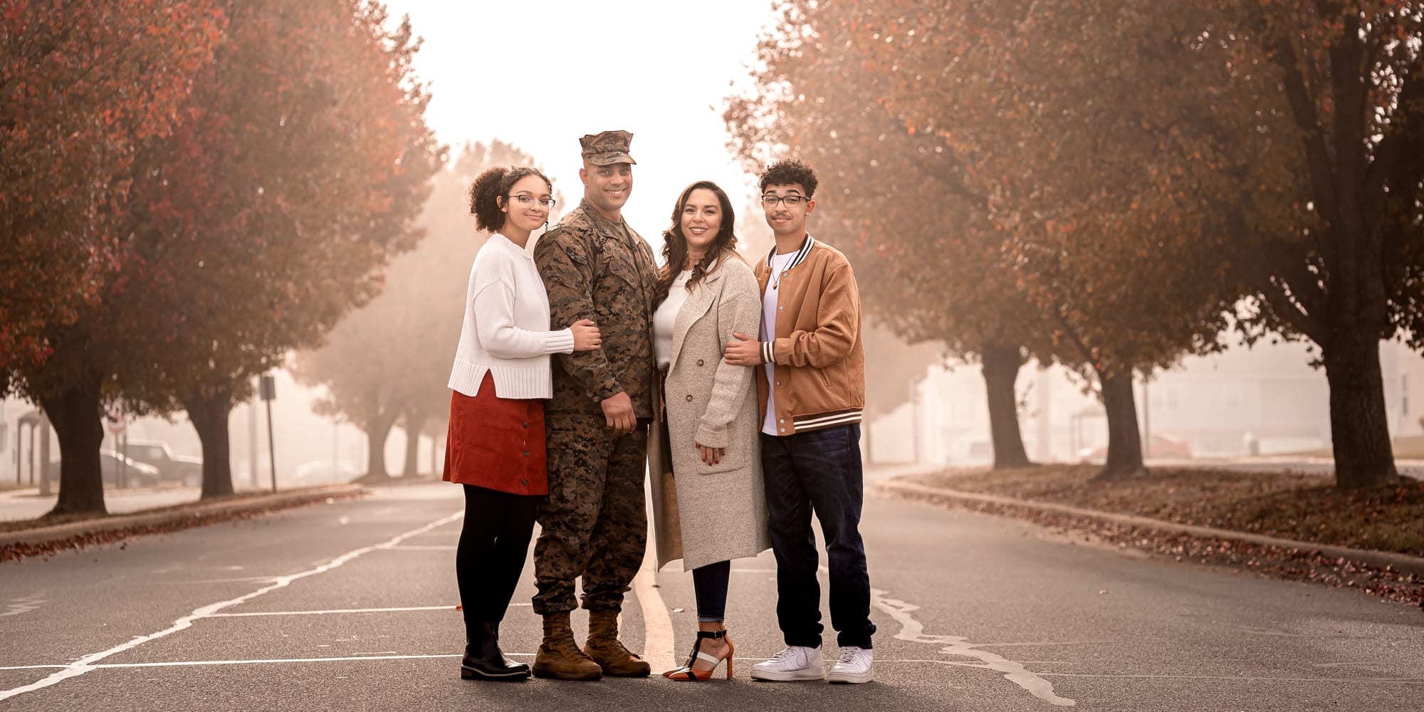 Happy Family Gathered at Military Housing in Joint Base MDL, New Jersey