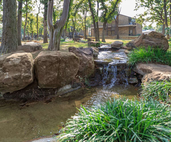 Cascading waterfall at The Summit at Landry Way in Fort Worth