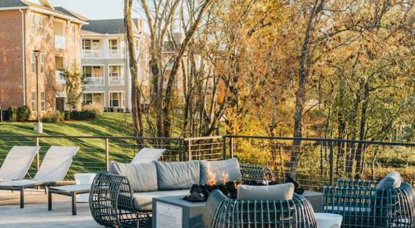 Outdoor lounge area at The Banks at West Fork in Murfreesboro, Tennessee