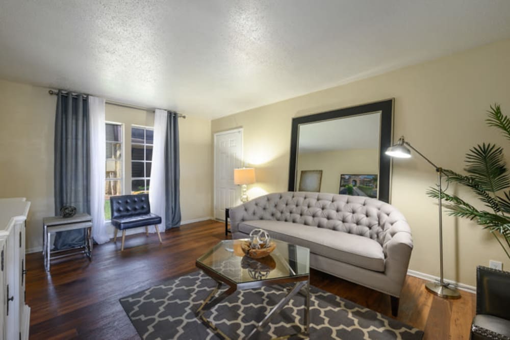 Model living room at The Manchester Apartments in Euless, Texas