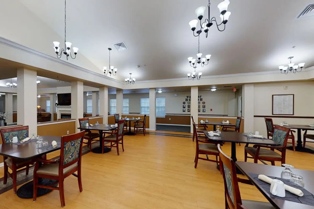 Dining room at Trustwell Living at Settlers Place in La Porte, Indiana