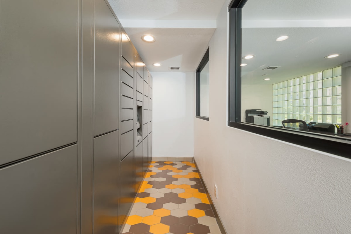 Mail room at Marlon Manor Apartments, Los Angeles, California