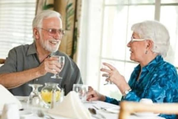 A couple having a Sensations Dining dinner at Discovery Commons At Wildewood in California, Maryland