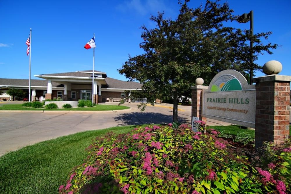 Driveway and sign at Prairie Hills Tipton in Tipton, Iowa.