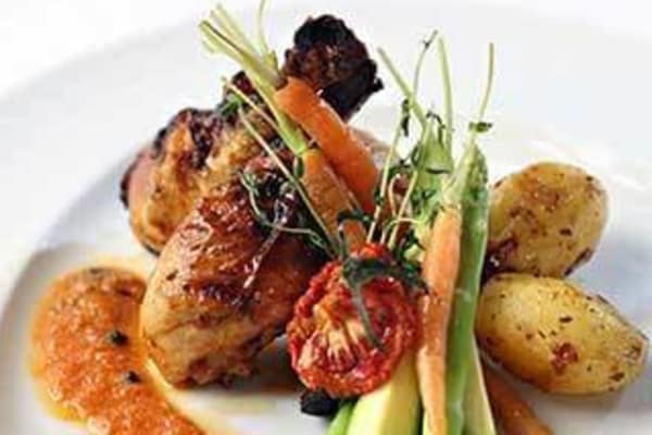 An amazingly delicious chicken dinner from Sensations Dining at Discovery Commons At Wildewood in California, Maryland.