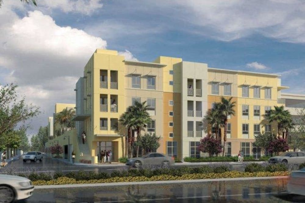 Exterior apartments at Oceana Apartments in Huntington Beach, California