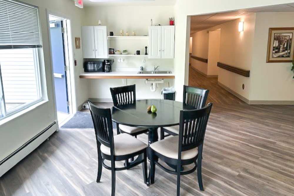 Common area kitchen at Whispering Pines in Grayling, Michigan