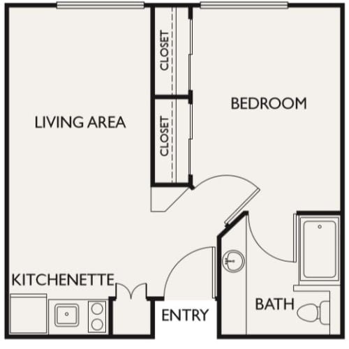 Independent Living one bedroom II at Fairview Commons in Costa Mesa, California