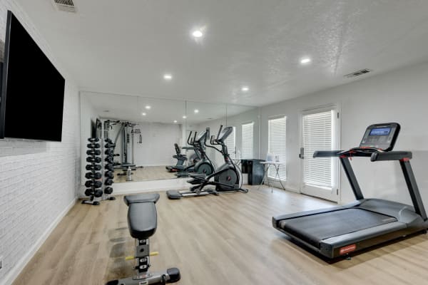 Inside the fitness center at The Fredd Townhomes in San Antonio, Texas