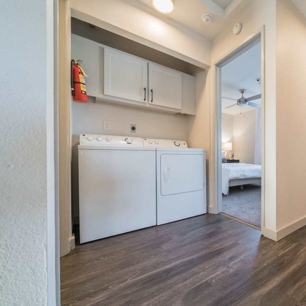 Washer and dryer available at Bay Village in Vallejo, California