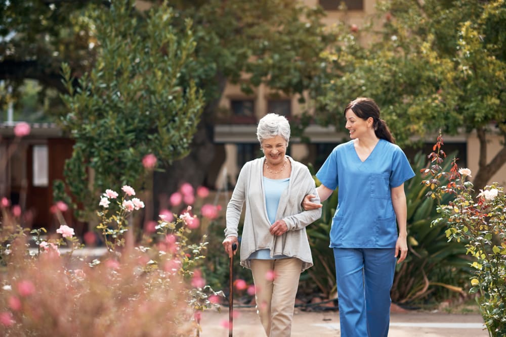 Resident and caregiver at Windsor House at Guardian in Youngstown, Ohio