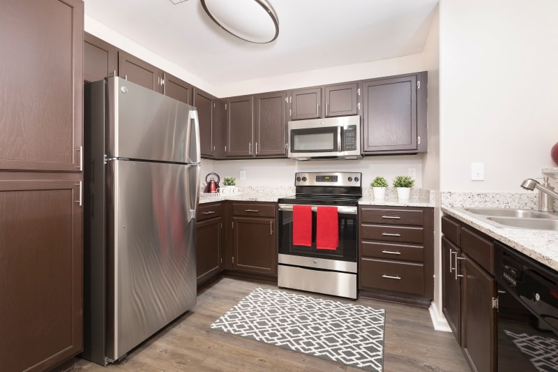 Kitchen area with modern stainless steel appliances at Ascend @ 1801 in Charlotte, North Carolina
