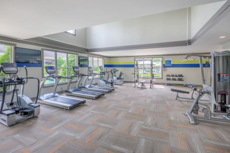 Very well-equipped onsite fitness center at The Mark in Raleigh, North Carolina