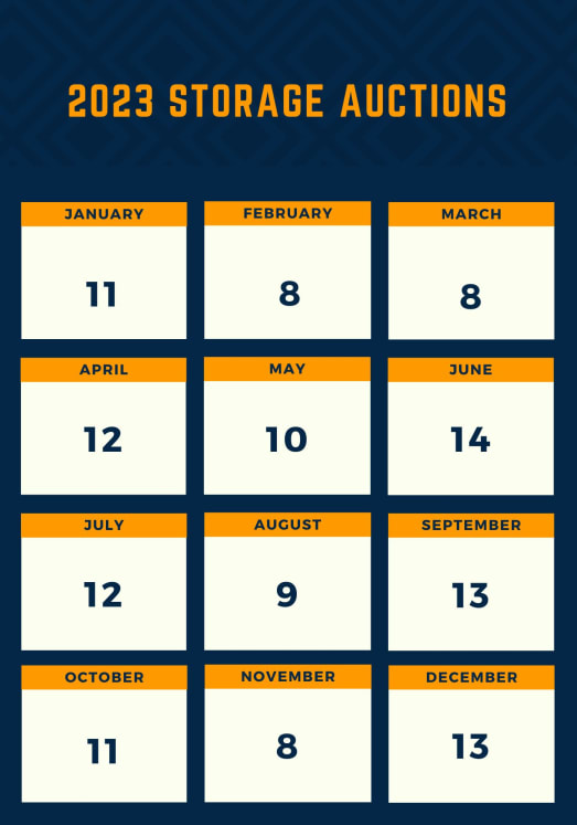 Auctions Schedule 2023 at AV Self Storage in Palmdale, California