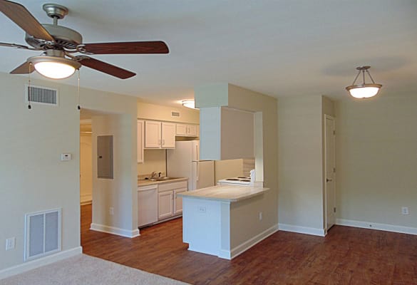 Courtyard Commons apartments in Jamestown showcase a spacious kitchen
