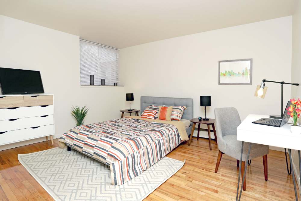 Bedroom with drawer at Detroit Living in Detroit, Michigan