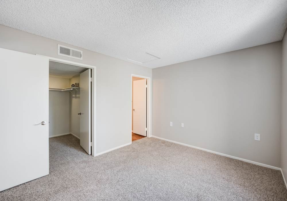 Bedroom with walk-in closet at The Villas at Rowland Heights in Rowland Heights, California, 