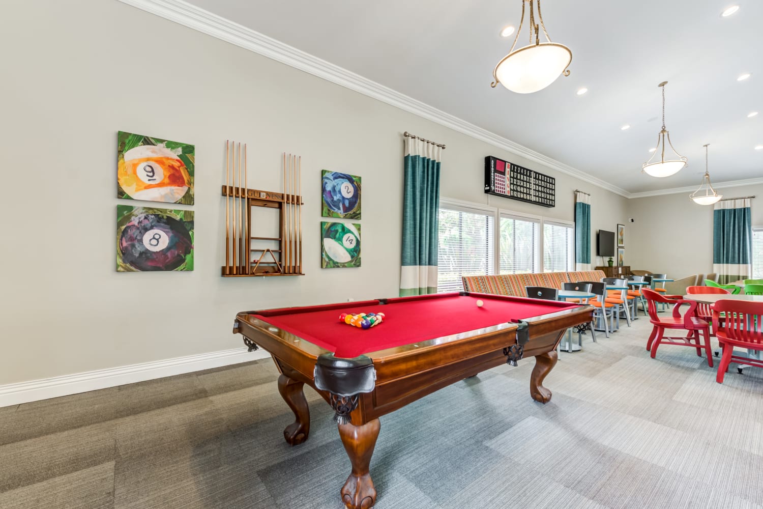 Billiards table in clubhouse at The Villas at Rowland Heights in Rowland Heights, California