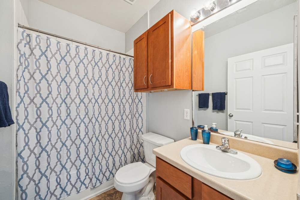 Bright bathroom at The Cove at Palmer Point in Texas City, Texas