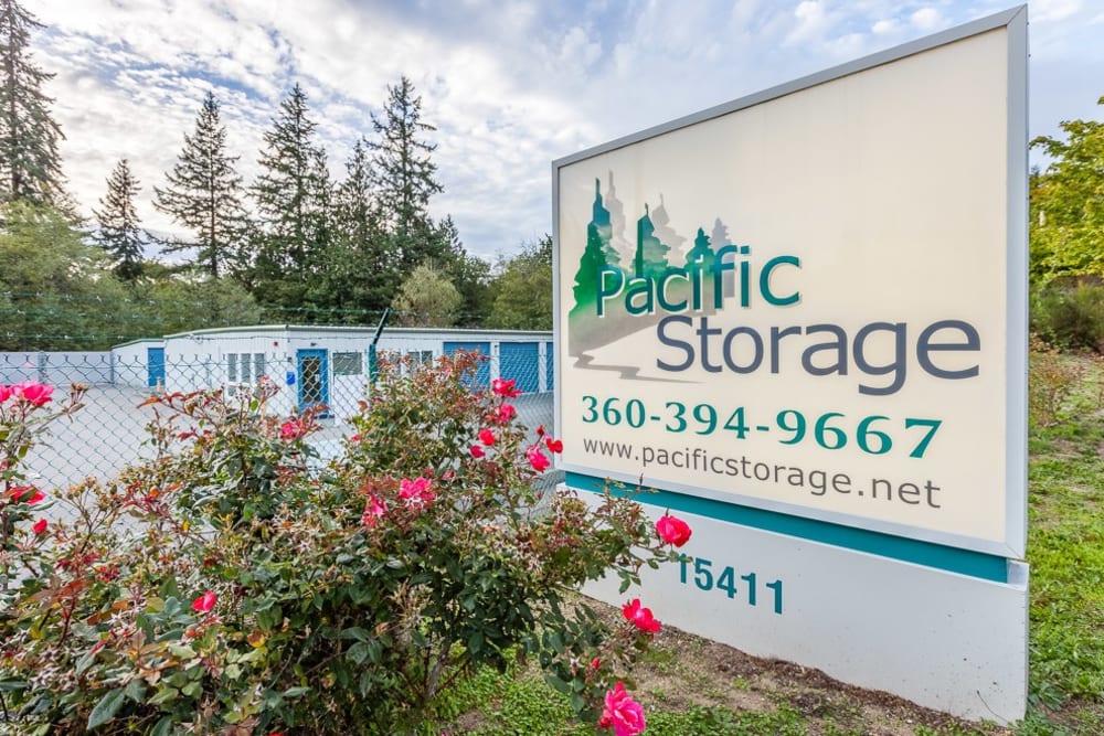 Front sign at Pacific Storage in Poulsbo, Washington