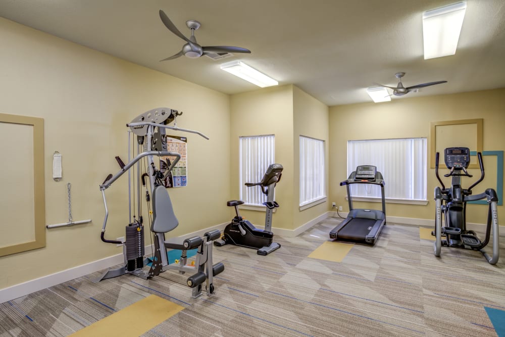 Resident fitness center at EnVue Apartments in Bryan, Texas