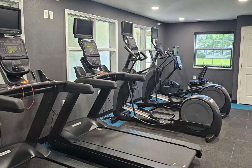 Fitness center with treadmills at Westwood Parkway Estates in Saint Cloud, Minnesota