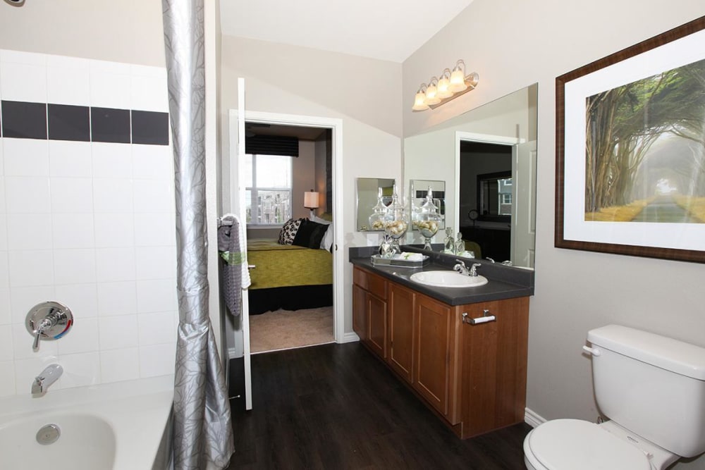 large spacious bathroom with shower and toilet at Outlook Ridge in Pueblo, Colorado